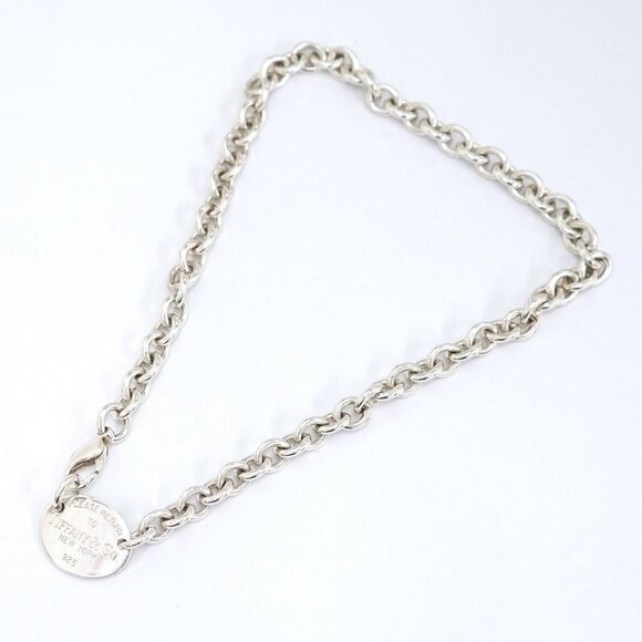 Tiffany & Co. Return to Oval Necklace 16" Silver 925 Auth w/Bag #3676 - Picture 3 of 6